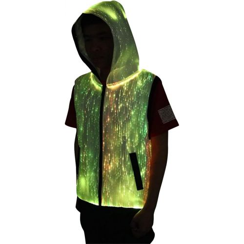  할로윈 용품CAFELE Unisex 7 Colors Modes Fiber Optical Light Up Hoodie Longshirt Jacket Party Club Costume