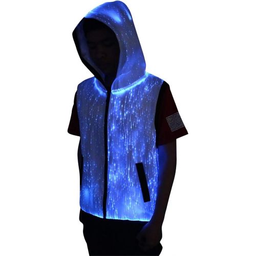  할로윈 용품CAFELE Unisex 7 Colors Modes Fiber Optical Light Up Hoodie Longshirt Jacket Party Club Costume