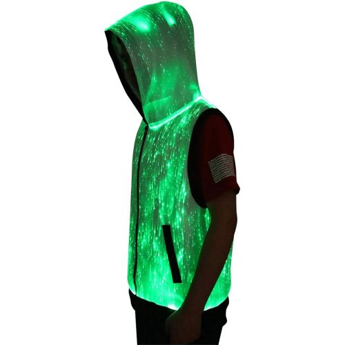  할로윈 용품CAFELE Unisex 7 Colors Modes Fiber Optical Light Up Hoodie Longshirt Jacket Party Club Costume