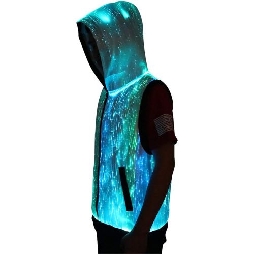  할로윈 용품CAFELE Unisex 7 Colors Modes Fiber Optical Light Up Hoodie Longshirt Jacket Party Club Costume