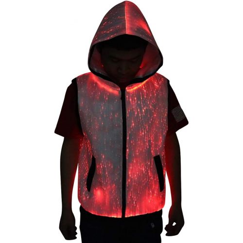  할로윈 용품CAFELE Unisex 7 Colors Modes Fiber Optical Light Up Hoodie Longshirt Jacket Party Club Costume