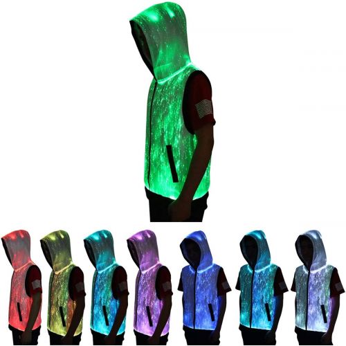  할로윈 용품CAFELE Unisex 7 Colors Modes Fiber Optical Light Up Hoodie Longshirt Jacket Party Club Costume