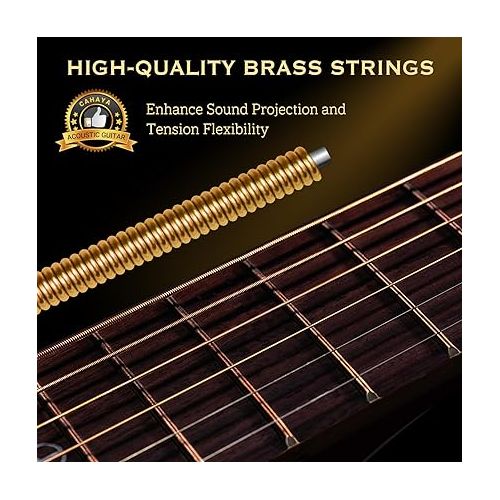  CAHAYA Acoustic Guitar For Beginner 41-inch - Full Size Wood Guitar Kit for Kids and Adults with Guitar bag Brass strings Capo String Pick and Clean Cloth for Gift CY0353