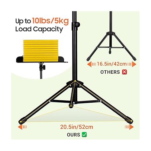  CAHAYA Portable Sheet Music Stand: 3 in 1 Dual-use Sheet Music Stand & Desktop Book Stand Adjustable 31.4-55.9 in with Book Stand Support, Carrying Bag