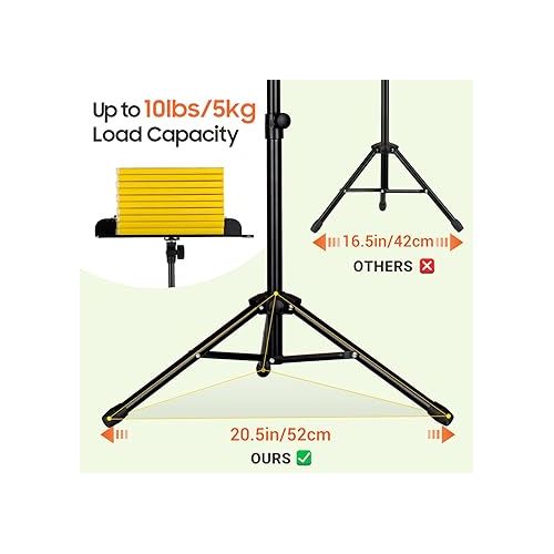  CAHAYA Portable Sheet Music Stand: 3 in 1 Dual-use Sheet Music Stand & Desktop Book Stand Adjustable 31.4-55.9 in with Book Stand Support, Carrying Bag