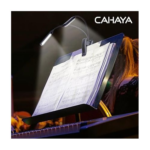  CAHAYA 6 IN 1 Sheet Music Stand with Stand Light Desktop Book Stand with Carrying Bag, Sheet Music Folder & Clip Metal Portable Solid Back for Guitar, Ukulele, Violin Players