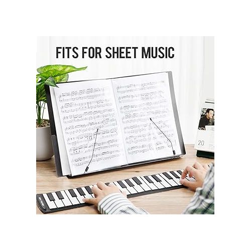  CAHAYA Desktop Sheet Music Stand Metal Angle Adjustable Tabletop Book Reading Cookbook Tablet Holder Stand Tray and Page Paper Clip CY0214