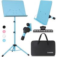 CAHAYA Sheet Music Stand & Tabletop Music Stand Solid Back with Carrying Bag for Books Notes Laptop Tablet Blue CY0194-3