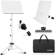 CAHAYA 5 in 1 Heightened Dual-use Sheet Music Stand & Desktop Book Stand Metal Portable Solid Back with Height Adjustable from 31.4-67in Including Carrying Bag, Sheet Music Folder & Clip CY0304-2