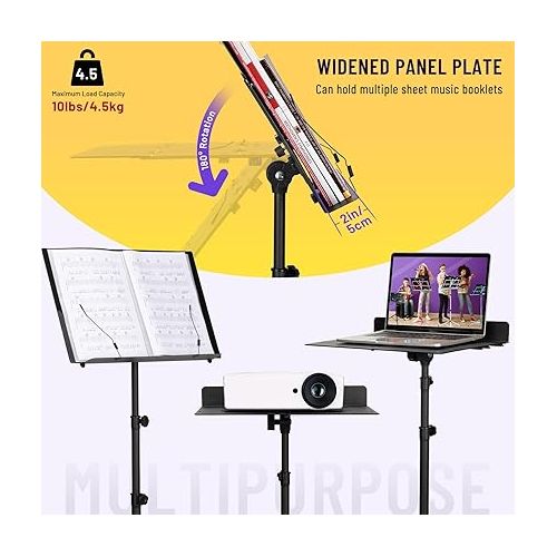  CAHAYA Foldable Sheet Music Stand with Tri-fold Panel Portable Music Stand with Carrying Bag Matte Frosted Metal Material Sturdy Height Adjustable CY0317