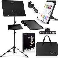CAHAYA Dual Use Sheet Music Stand with Clamp-on Tray & Desktop Book Stand with Carrying Bag, Sheet Music Folder, Music Stand with Shelf, and Clip for Guitar, Ukulele, Violin Players CY0194+CY0320