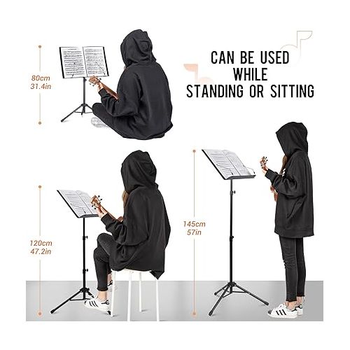  CAHAYA Sheet Music Stand with Carry Bag Notes Books Stand Laptop Stand Tablet Desk Top Stand CY0234