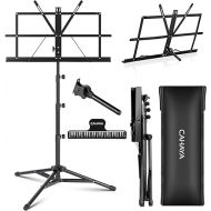 CAHAYA Sheet Music Stand Metal Portable with Carrying Bag, Sheet Music Folder, 170cm Elevated Black Model CY0204