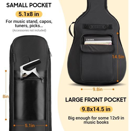  [아마존베스트]CAHAYA 41 Inch Acoustic Guitar Bag 0.35 Inch Thick Padding Waterproof Dual Adjustable Shoulder Strap Guitar Case Gig Bag with Back Hanger Loop, Black