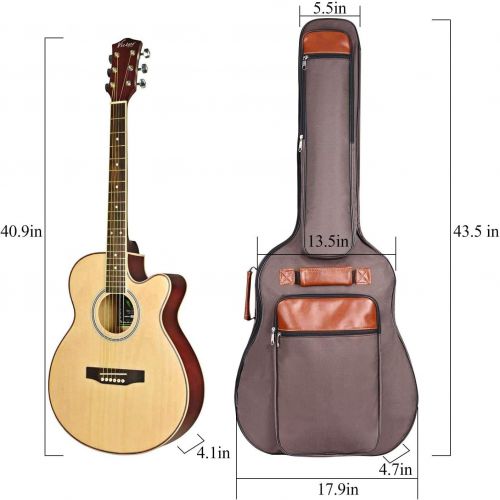  [아마존베스트]CAHAYA Guitar Bag 40 41 42 Inches 6 Pockets Guitar Case Waterproof Oxford Cloth 0.5 Inch Extra Thick Sponge Overly Padded for Acoustic Classical Guitar with Anti-theft Pocket