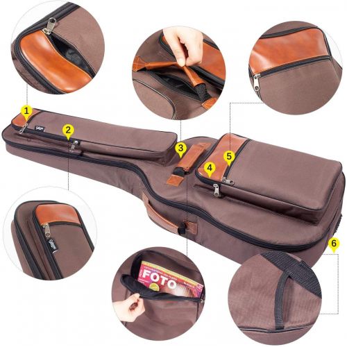  [아마존베스트]CAHAYA Guitar Bag 40 41 42 Inches 6 Pockets Guitar Case Waterproof Oxford Cloth 0.5 Inch Extra Thick Sponge Overly Padded for Acoustic Classical Guitar with Anti-theft Pocket