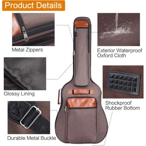  [아마존베스트]CAHAYA Guitar Bag 40 41 42 Inches 6 Pockets Guitar Case Waterproof Oxford Cloth 0.5 Inch Extra Thick Sponge Overly Padded for Acoustic Classical Guitar with Anti-theft Pocket