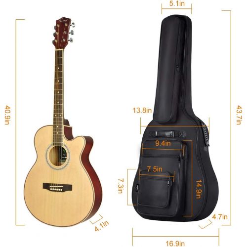  [아마존베스트]CAHAYA 40 41 42 Inch Multi-pockets Acoustic Guitar Bag 6 Pockets 0.3 Inch Thick Padding Waterproof Guitar Case Gig Bag