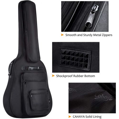  [아마존베스트]CAHAYA 40 41 42 Inch Multi-pockets Acoustic Guitar Bag 6 Pockets 0.3 Inch Thick Padding Waterproof Guitar Case Gig Bag
