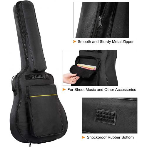  [아마존베스트]CAHAYA 40 41 Inch Acoustic Guitar Bag 0.3 Inch Thick Padding Waterproof Guitar Case Gig Bag with Back Hanger Loop and Music Stand Pocket