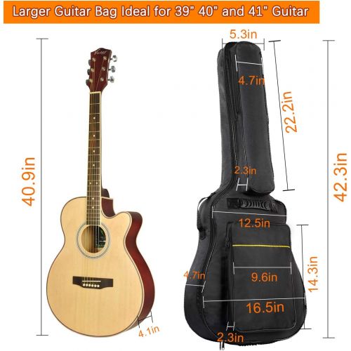  [아마존베스트]CAHAYA 40 41 Inch Acoustic Guitar Bag 0.3 Inch Thick Padding Waterproof Guitar Case Gig Bag with Back Hanger Loop and Music Stand Pocket