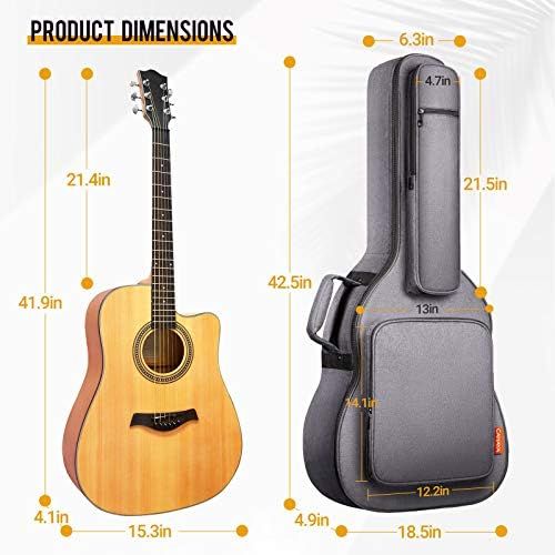  [아마존베스트]CAHAYA Guitar Bag Acoustic Reinforced 0.8 Inch Thick Sponge Overly Soft Padded Guitar Case with 5 Pockets,Neck Cradle,Back Hanger Loop for 40 41 42 Inches Acoustic Classical Guitar