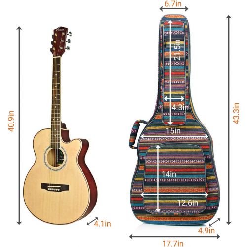  [아마존베스트]CAHAYA Acoustic Guitar Bag with Neck Cradle Bohemian Vintage Guitar Case 0.65in Thick Sponge Padded Guitar Case for 40 41 42 Inch Acoustic Classical Guitars