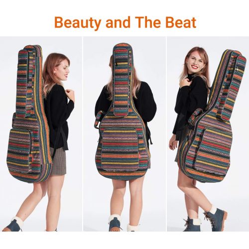  [아마존베스트]CAHAYA Acoustic Guitar Bag with Neck Cradle Bohemian Vintage Guitar Case 0.65in Thick Sponge Padded Guitar Case for 40 41 42 Inch Acoustic Classical Guitars