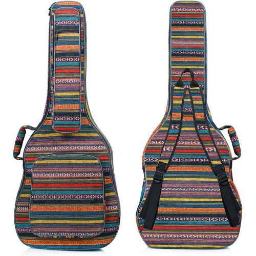  [아마존베스트]CAHAYA Acoustic Guitar Bag with Neck Cradle Bohemian Vintage Guitar Case 0.65in Thick Sponge Padded Guitar Case for 40 41 42 Inch Acoustic Classical Guitars