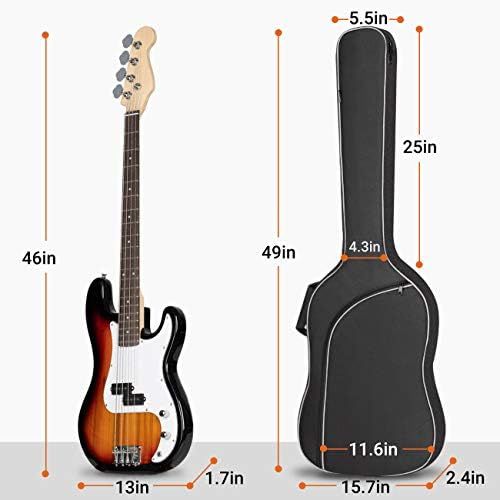 [아마존베스트]CAHAYA Electric Bass Guitar Bag Gig Bag Backpack Padded Soft Case 0.3 inch Padding Lightweight Black
