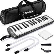 [아마존베스트]CAHAYA Melodica 2 Double Mouthpieces Tube Set Pianica Melodicas Piano Style Portable with Carrying Bag (32 Keys, Black)