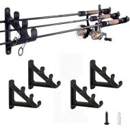 CAIKEI Horizontal Rod Rack for Fishing Rod Wall Rack Storage-Ultra Sturdy Strong Weatherproof Holds 3 Rods- Space Saving for Fishing Rods，Hiking Poles, Ski Poles, Hockey Sticks and Cue