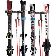 CAIKEI Ski Wall Rack Snowboard Wall Mount Storage Rack Holds 5 Pairs of Skis & Skiing Poles or Snowboard, for Home and Garage,2 Set