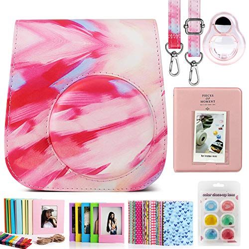  CAIUL Compatible Mini 11 Camera Case Bundle with Album, Filters and Other Accessories for Fujifilm Instax Mini 11 (Colorful Pattern, 7 Items)