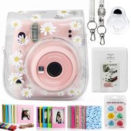 CAIUL Compatible Mini 11 Camera Case Bundle with Album, Filters and Other Accessories for Fujifilm Instax Mini 11 (Transparent Daisy 1, 7 Items)