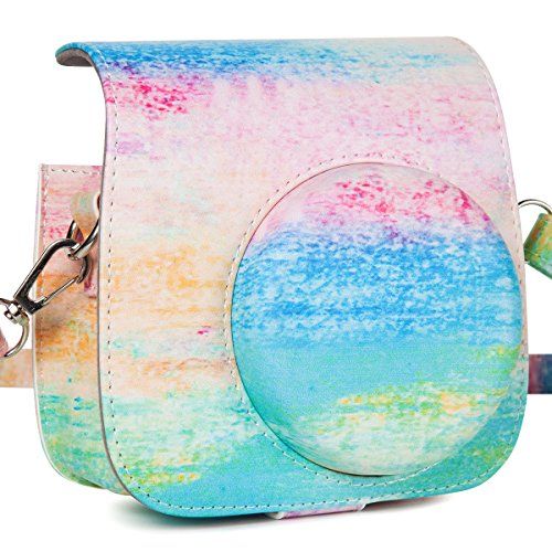  CAIUL Compatible Mini 9 Groovy Camera Case Bag for Fujifilm Instax Mini 8 8+ 9 Camera - Rainbow Mist