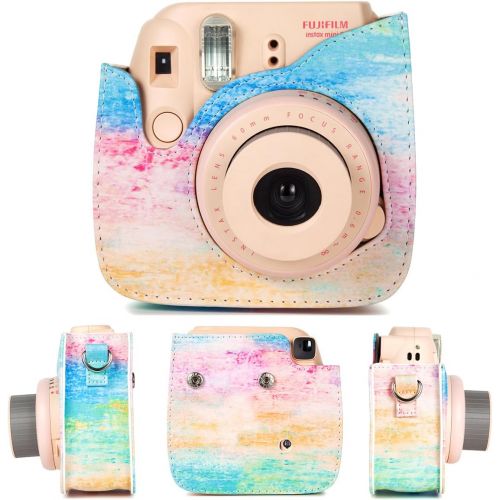  CAIUL Compatible Mini 9 Groovy Camera Case Bag for Fujifilm Instax Mini 8 8+ 9 Camera - Rainbow Mist