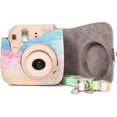  CAIUL Compatible Mini 9 Groovy Camera Case Bag for Fujifilm Instax Mini 8 8+ 9 Camera - Rainbow Mist