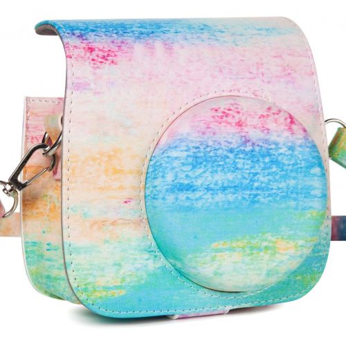  CAIUL Compatible Mini 9 Groovy Camera Case Bag for Fujifilm Instax Mini 8 8+ 9 Camera - Rainbow Mist