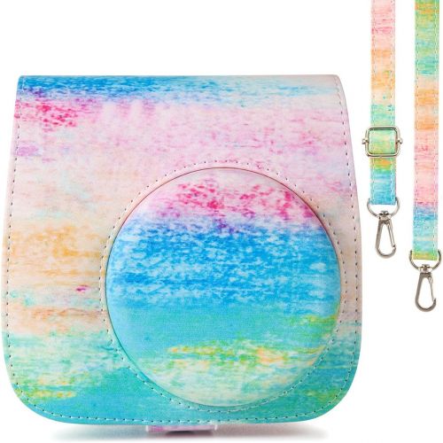  CAIUL Compatible Mini 9 Groovy Camera Case Bag for Fujifilm Instax Mini 8 8+ 9 Camera - Rainbow Mist