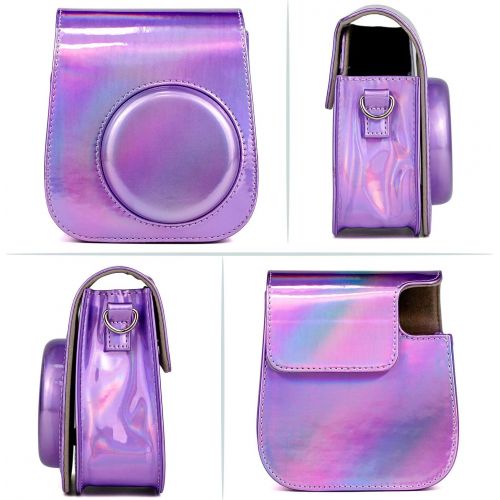  CAIUL Compatible Mini 11 Groovy Camera Case Bag for Fujifilm Instax Mini 11 8 8+ 9 Camera - Symphony Purple