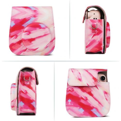  CAIUL Compatible Mini 11 Groovy Camera Case Bag for Fujifilm Instax Mini 11 8 8+ 9 Camera - Colorful Pattern