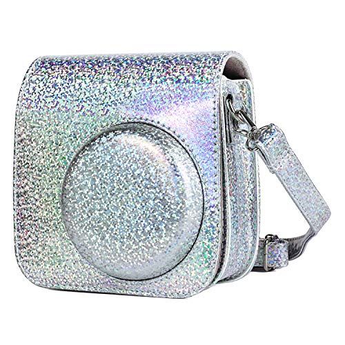  CAIUL Compatible Mini 9 Groovy Camera Case Bag for Fujifilm Instax Mini 8 8+ 9 Camera - Crystal Flash Silver