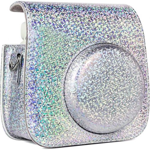  CAIUL Compatible Mini 9 Groovy Camera Case Bag for Fujifilm Instax Mini 8 8+ 9 Camera - Crystal Flash Silver