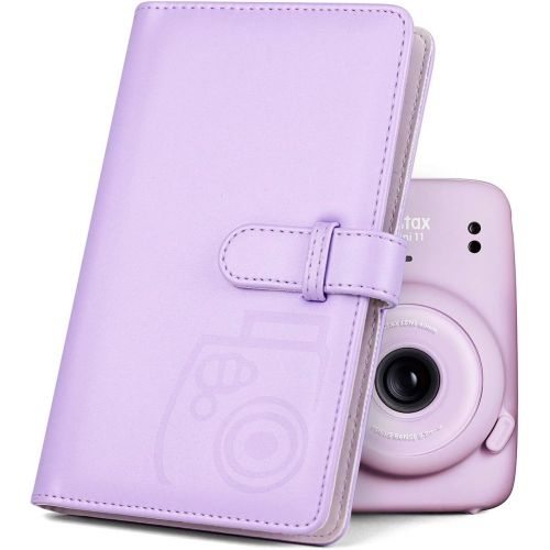  CAIUL Compatible 96 Pockets Mini Wallet Photo Album with PU Leather Cover for Fujifilm Instax Mini 11 9 8 8+ 70 7s 90 25 26 Films (Light Purple)