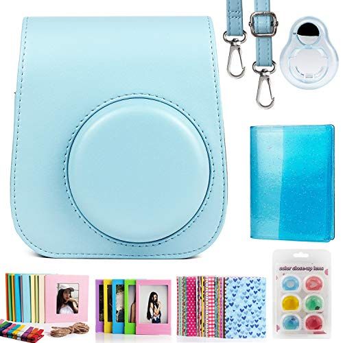  CAIUL Compatible Mini 11 Camera Case Bundle with Album, Filters and Other Accessories for Fujifilm Instax Mini 11 (Blue, 7 Items)