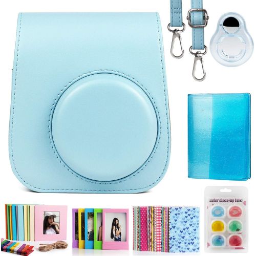  CAIUL Compatible Mini 11 Camera Case Bundle with Album, Filters and Other Accessories for Fujifilm Instax Mini 11 (Blue, 7 Items)