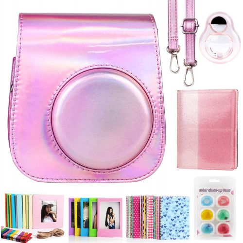  CAIUL Compatible Mini 11 Camera Case Bundle with Album, Filters and Other Accessories for Fujifilm Instax Mini 11 (Symphony Pink, 7 Items)