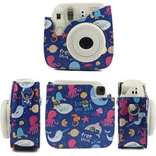  CAIUL Compatible Mini 9 Groovy Camera Case Bag for Fujifilm Instax Mini 8 8+ 9 Camera - Ocean