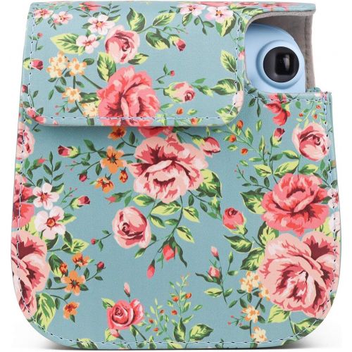  CAIUL Compatible Mini 11 Groovy Camera Case Bag for Fujifilm Instax Mini 11 8 8+ 9 Camera - Blue Rose